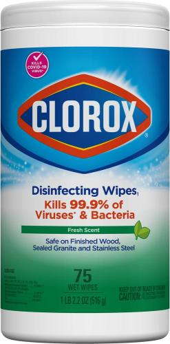 Clorox® Disinfecting Wipes Fresh Scent 75 Wipes Per container 12/cs