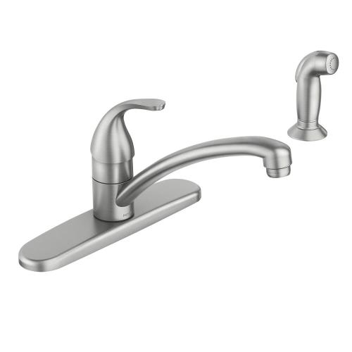 Moen® Adler™ One-Handle Spot Resistant Stainless Kitchen Faucet with Side Spray