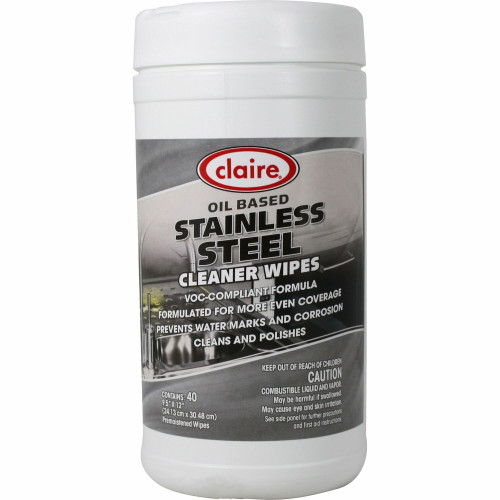 Claire Stainless Steel Polishing Wipes 40 per container 6/cs