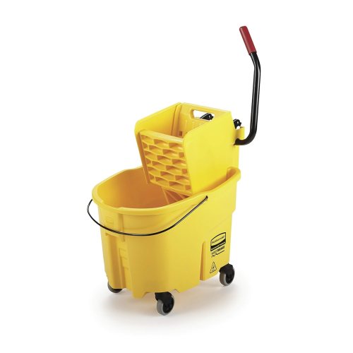 Rubbermaid WaveBrake 35 Qt. Plastic Mop Bucket with Side-press Wringer