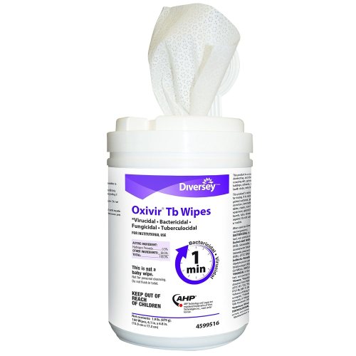 Diversey Oxivir Tb One Step Disinfectant Cleaning Wipes, Hospital Grade Accelerated Hydrogen Peroxide 160 wipes per Container 12/cs