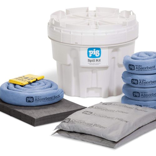New Pig Spill Kit w/20 Gal Overpack Salvage Drum Absorbs 12 Gals White
