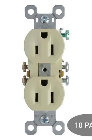 Legrand® Pass & Seymour TradeMaster® 15-Amp Ivory Duplex Outlet 10/pk