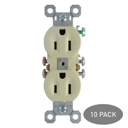 Legrand® Pass & Seymour TradeMaster® 15-Amp Ivory Duplex Outlet 10/pk