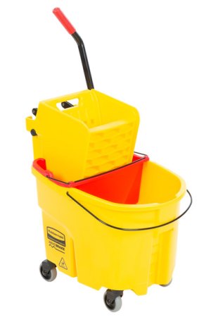 Rubbermaid WaveBrake® 35 qt Yellow Mop Bucket w/Side Press Wringer & Red Dirty Water Bucket