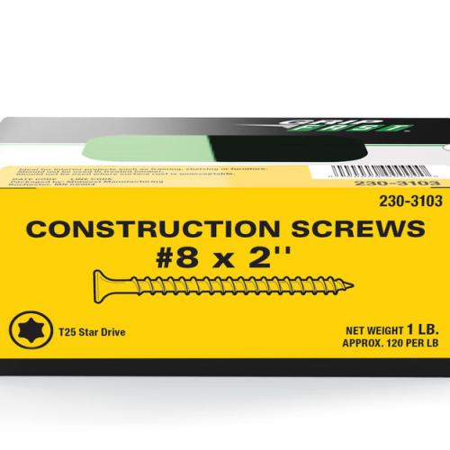 Grip Fast® #8 x 2" Star Drive Yellow Zinc Flat Head Construction Screw #1 Box