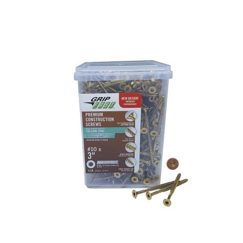 Grip Fast® Premium #10 x 3" Star Drive Steel Flat Head Interior Construction Screw #5 Box