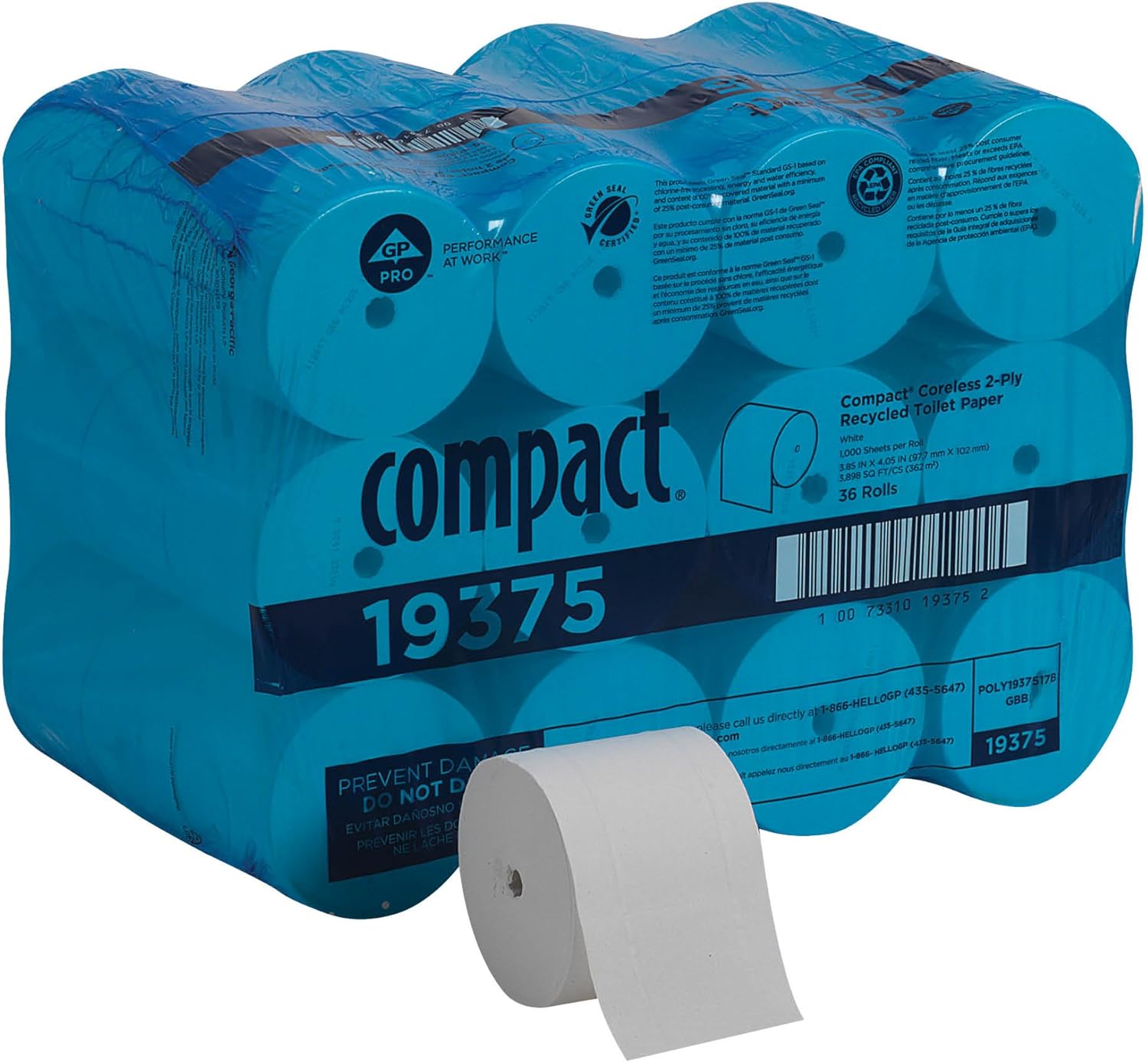 Georgia-Pacific Compact Coreless 2-Ply Recycled Toilet Tissue 1000 Sheets Per Roll 36rl/cs