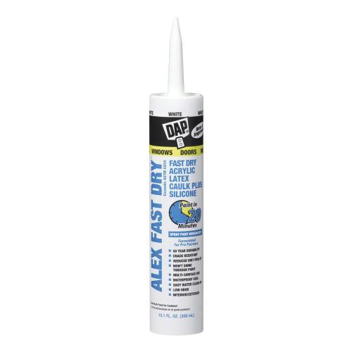 DAP® ALEX Fast Dry® White Acrylic Latex Caulk Plus Silicone 10.1oz 12/cs