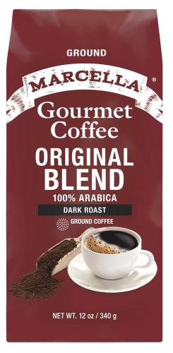 Marcella® Original Blend 100% Arabica Dark Roast Gourmet Ground Coffee 12oz 8/cs