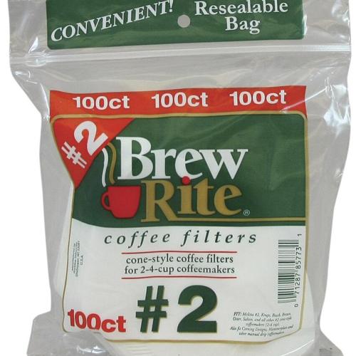 Brew Rite® 2-4 Cup Cone Style #2 Coffee Filters 100/pk 12/cs