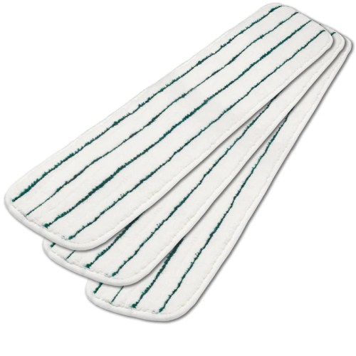 18" Microfiber Scrubbing Pad White w/Green Stripes 10/pk