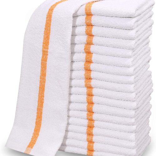 Bar Mop Towels 17" X 20" 28oz Gold Stripe100% Cotton 60/pk