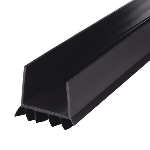 36" Black Vinyl U-Shape Cinch Slide On Under Door Seal