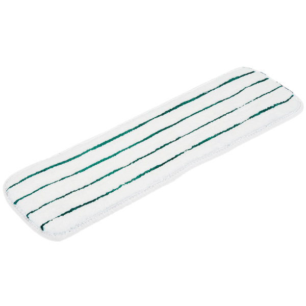 3M Easy Scrub 18" Microfiber Pad White w/Green Stripes 10/pk