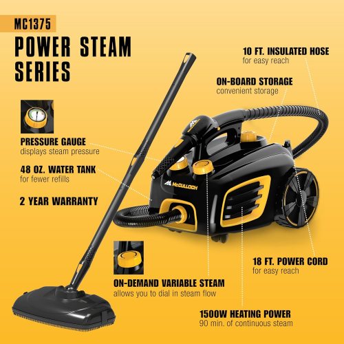 McCulloch MC1375 Canister Steam Cleaner w/Accessories