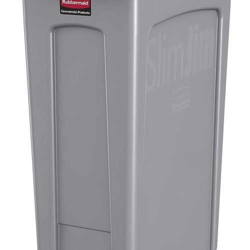 Rubbermaid 23 Gallon Slim Jim Plastic Rectangular Waste Container w/Venting Channels Gray