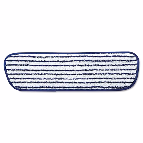 Rubbermaid HYGEN 18" Microfiber Flat Finish Pad White/Blue Stripe 6/cs