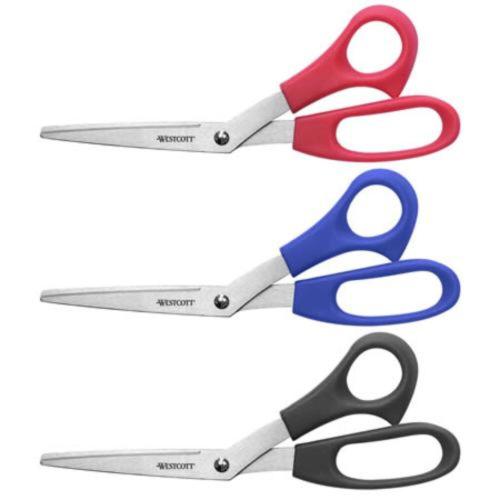 Westcott® 8" Bent Stainless Steel Scissors 3pk