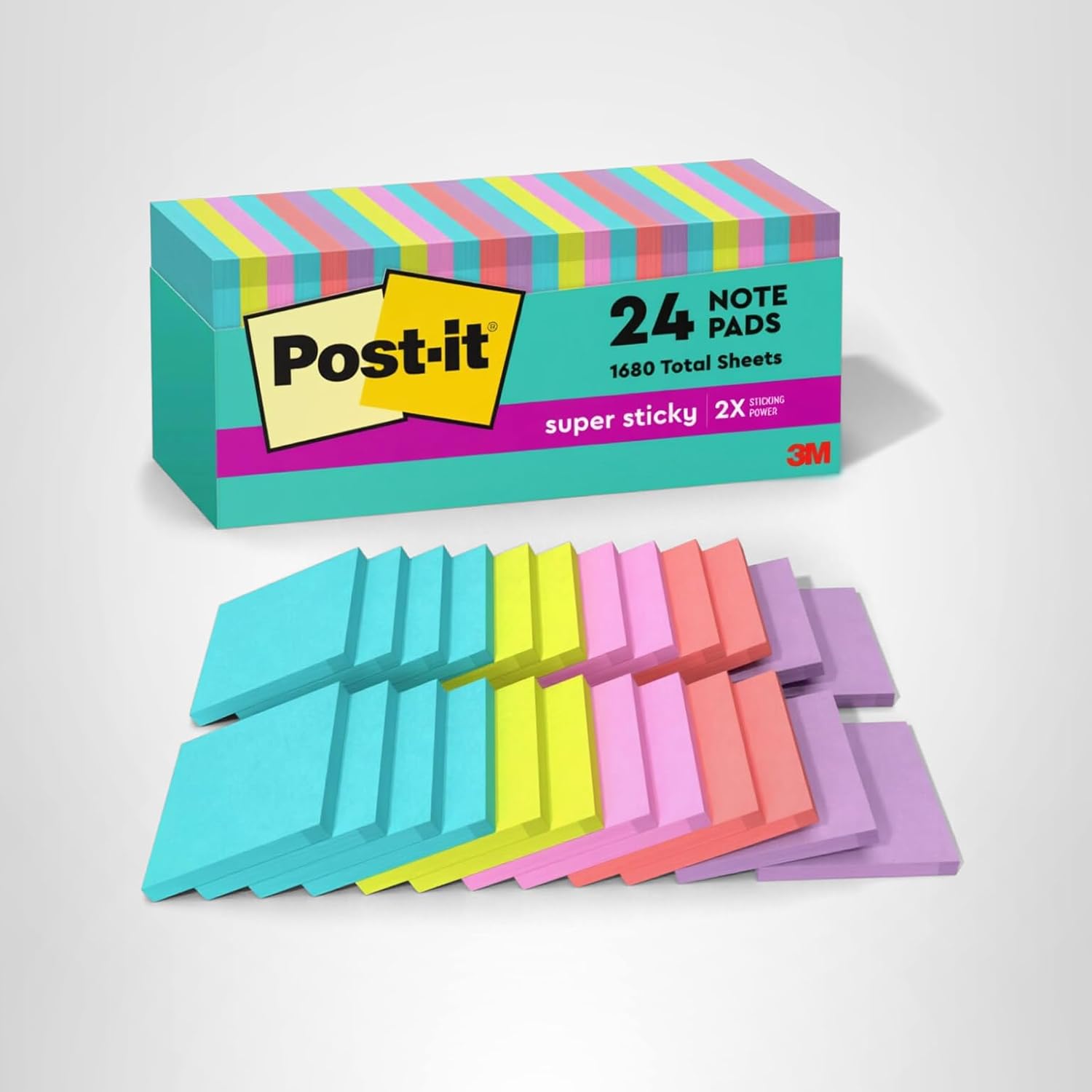 Post-it Super Sticky Notes 3" x 3" 24pk Supernova Neons Collection