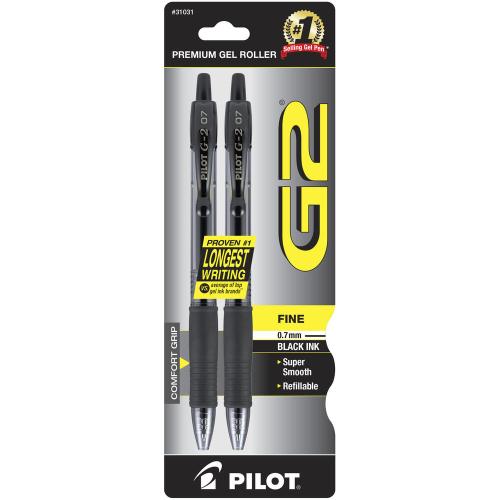 Pilot® Black G2 Gel Ink Fine Point Black Pens 2pk